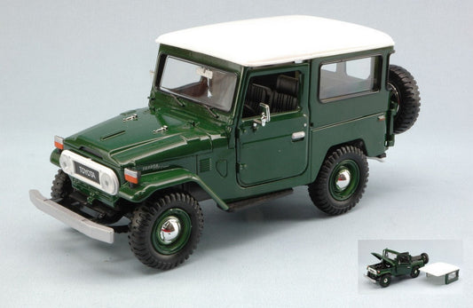 SCALE MODEL COMPATIBLE WITH TOYOTA FJ40 HARD TOP 1960 GREEN W/WHITE ROOF 1:24 MOTORMAX MTM79323GN