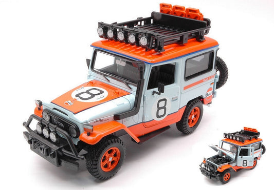 SCALE MODEL COMPATIBLE WITH TOYOTA FJ40 HARD TOP 1974 W/ROOF RACK GULF 1:24 MOTORMAX MTM79658