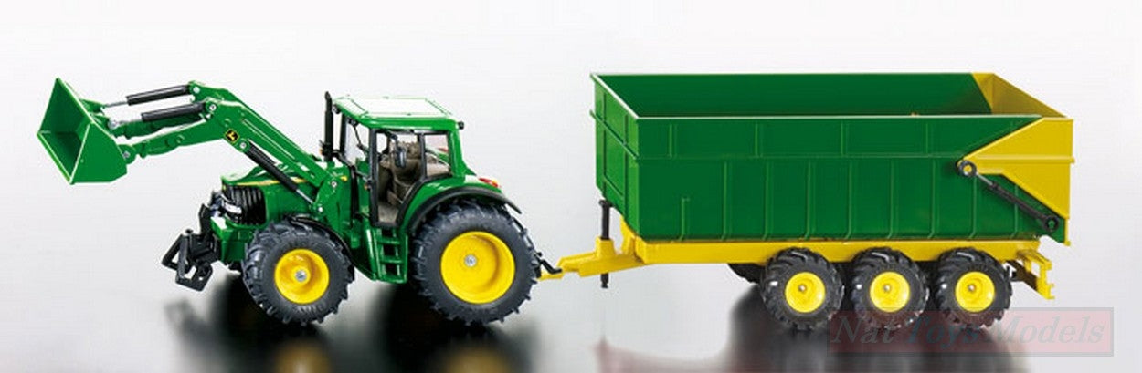 MODELLINO IN SCALA COMPATIBILE CON TRATTORE JOHN DEERE C/RIMORCHIO 1:87 SIKU SK1843