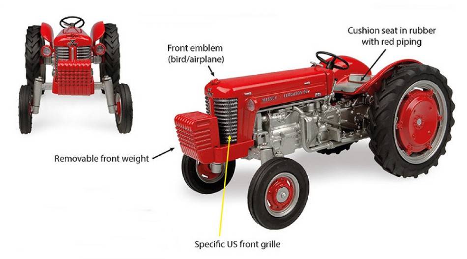 MODELLINO IN SCALA COMPATIBILE CON TRATTORE MASSEY FERGUSON 65 USA VERSION 1:32 UNIVERSAL HOBBIES UH6399
