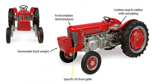 SCALE MODEL COMPATIBLE WITH MASSEY FERGUSON 65 USA VERSION TRACTOR 1:32 UNIVERSAL HOBBIES UH6399