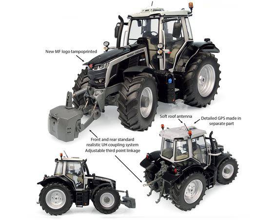 MODELE REDUIT COMPATIBLE AVEC TRACTEUR MASSEY FERGUSON 6S.180 "BLACK BEAUTY" 2023 1:32 UNIVERSAL HOBBIES UH6611