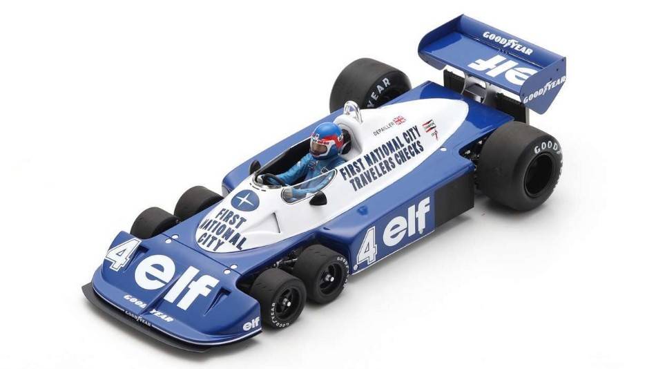 MODELLINO IN SCALA COMPATIBILE CON TYRRELL P34 PATRICK DEPAILLER 1977 N.4 3rd SOUTH AFRICAN GP 1:18 SPARK MODEL 18S571