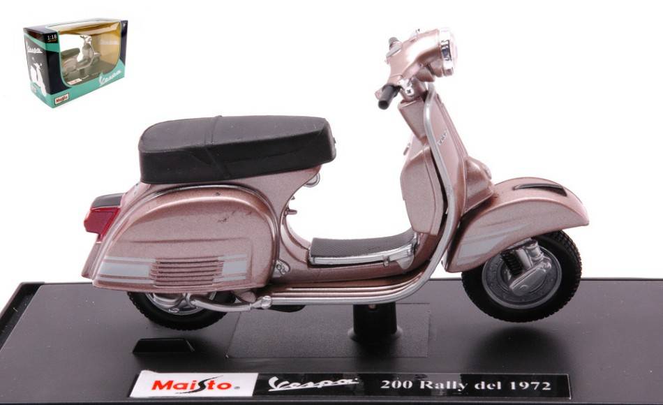 DIE CAST SCALE MODEL VESPA 200 RALLY 1972 MET.BRONZE 1:18 MAISTO ...