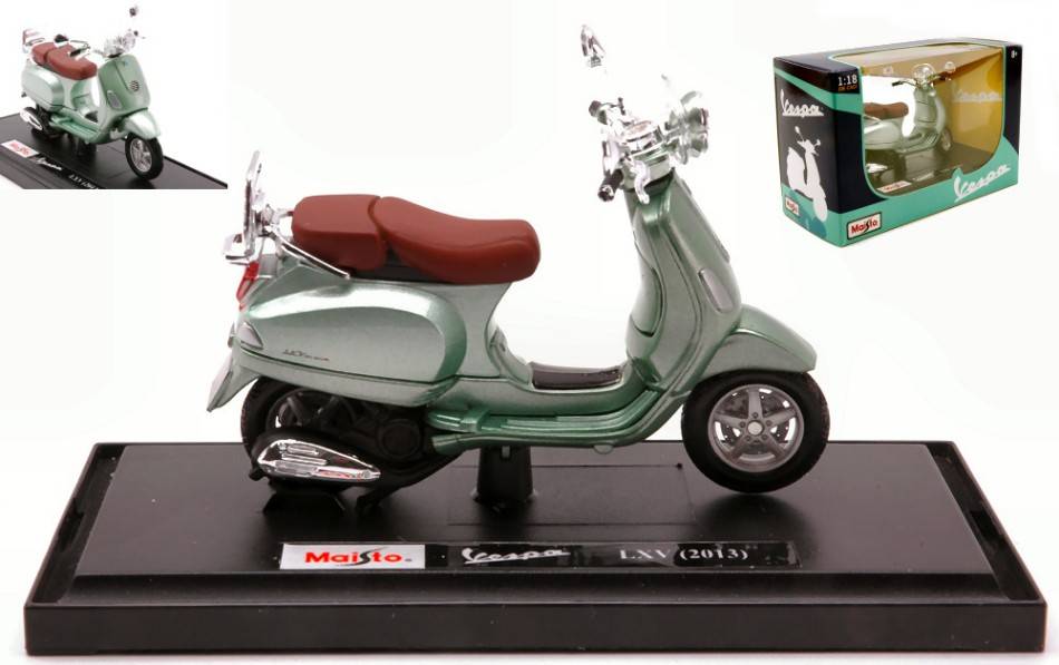 MODÈLE RÉDUIT COMPATIBLE AVEC VESPA LXV 2013 VERT MÉTALLISÉ 1:18 MAISTO MI16887GR