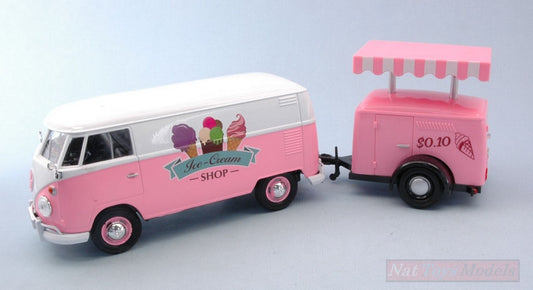 SCALE MODEL COMPATIBLE WITH VW 12 VAN ICE CREAM SET" 1:24 MOTORMAX MTM79672"