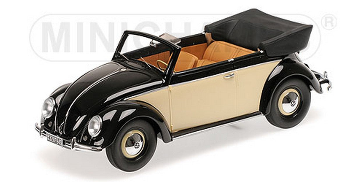 MODELLINO IN SCALA COMPATIBILE CON VW 1200 CABRIOLET 1949 BLACK & CREAM 1:18 MINICHAMPS PM107054131