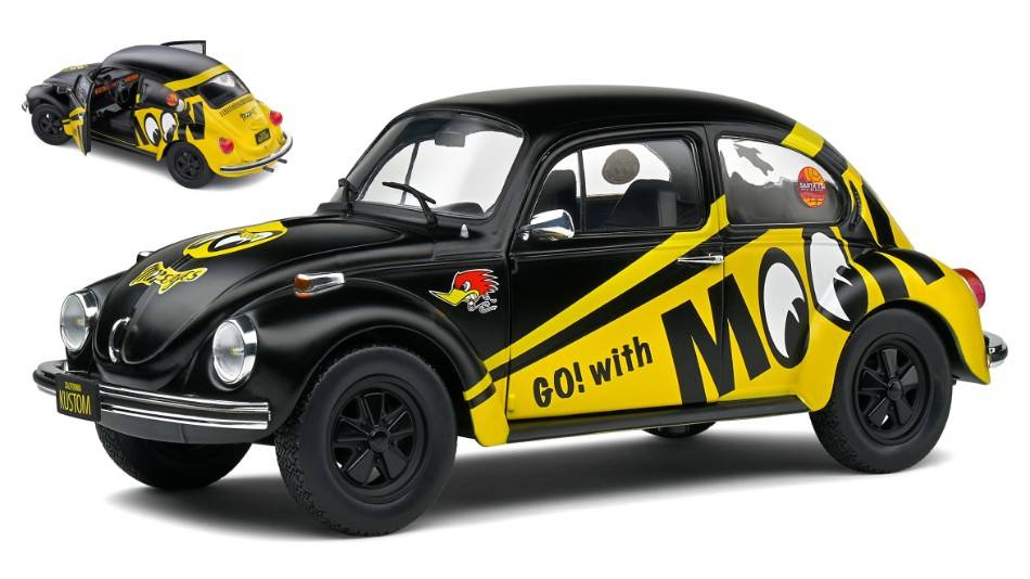 SCALE MODEL COMPATIBLE WITH VW BEETLE 1303 MOONEYES 1974 BLACK/YELLOW 1:18 SOLID SL1800519