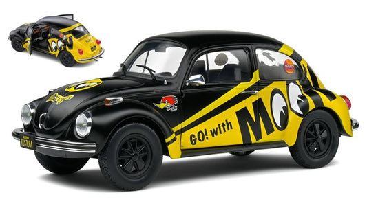 SCALE MODEL COMPATIBLE WITH VW BEETLE 1303 MOONEYES 1974 BLACK/YELLOW 1:18 SOLID SL1800519