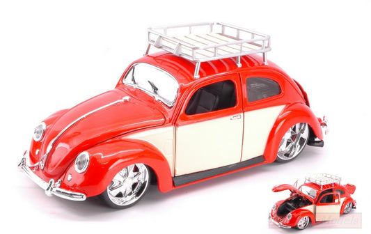 MODELLINO IN SCALA COMPATIBILE CON VW BEETLE 1951 RED/CREAM 1:18 MAISTO MI32614