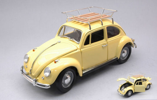 MODELLINO IN SCALA COMPATIBILE CON VW BEETLE 1967 CAMPING VERSION YELLOW 1:18 LUCKY DIE CAST LDC92078AY