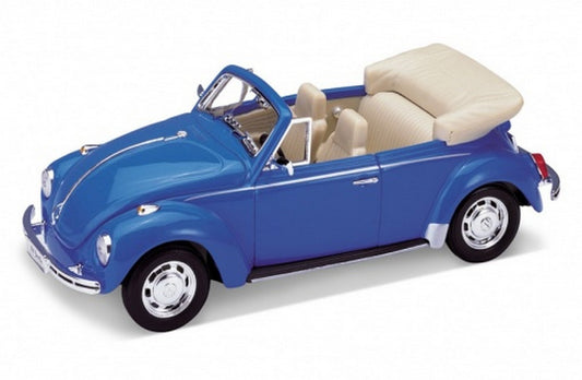 SCALE MODEL COMPATIBLE WITH VW BEETLE CONVERTIBLE 1970 BLUE 1:24 WELLY WE1208