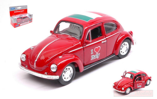 SCALE MODEL COMPATIBLE WITH VW BEETLE "I LOVE ITALY" 11 cm (1:34-1:38) WELLY WE42343ITR