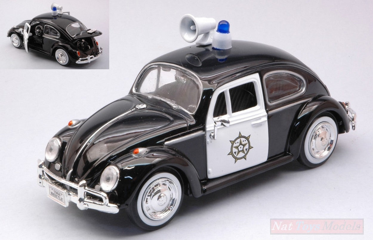 SCALE MODEL COMPATIBLE WITH VW BEETLE POLICE BLACK/WHITE 1:24 MOTORMAX MTM79578