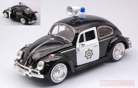SCALE MODEL COMPATIBLE WITH VW BEETLE POLICE BLACK/WHITE 1:24 MOTORMAX MTM79578