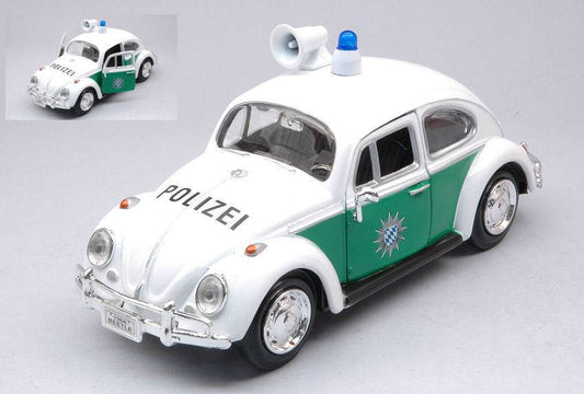 SCALE MODEL COMPATIBLE WITH VW BEETLE POLIZEI WHITE/GREEN 1:24 MOTORMAX MTM79588