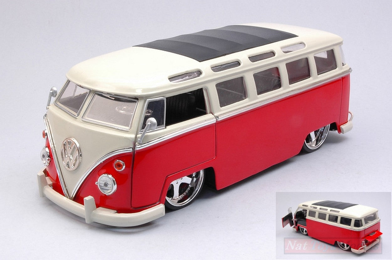 SCALE MODEL COMPATIBLE WITH VW BUS 1962 RED/WHITE 1:24 JADA TOYS JADA99026
