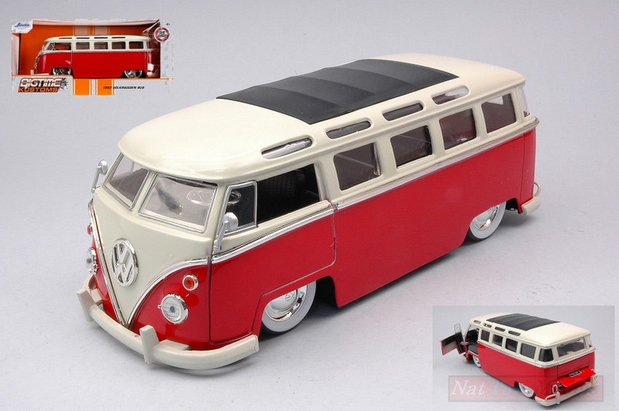 SCALE MODEL COMPATIBLE WITH VW BUS T1 RED/WHITE 1:24 JADA TOYS JADA99058
