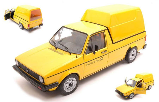 MODELLINO IN SCALA COMPATIBILE CON VW CADDY Mk.1 1982 GERMAN POST YELLOW 1:18 SOLIDO SL1803505