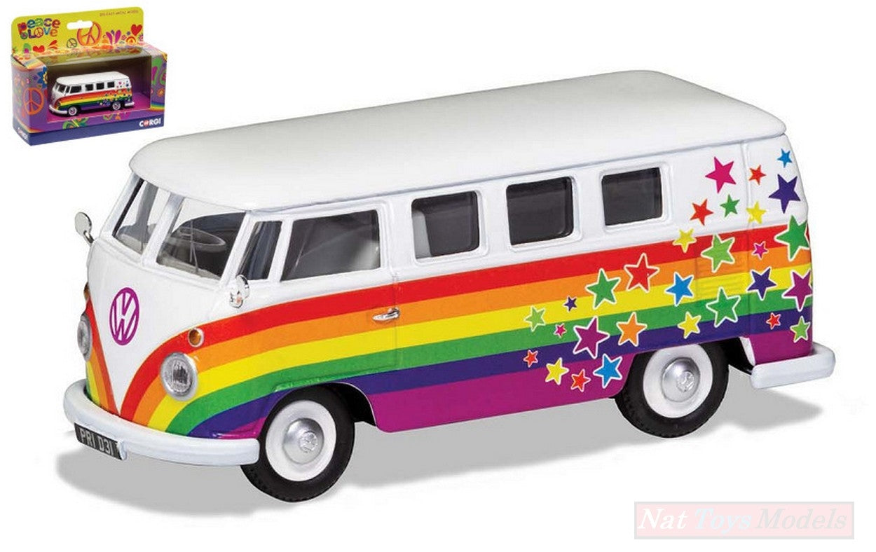 SCALE MODEL COMPATIBLE WITH VW CAMPERVAN PEACE LOVE AND WISHES 1:43 CORGI CC02731