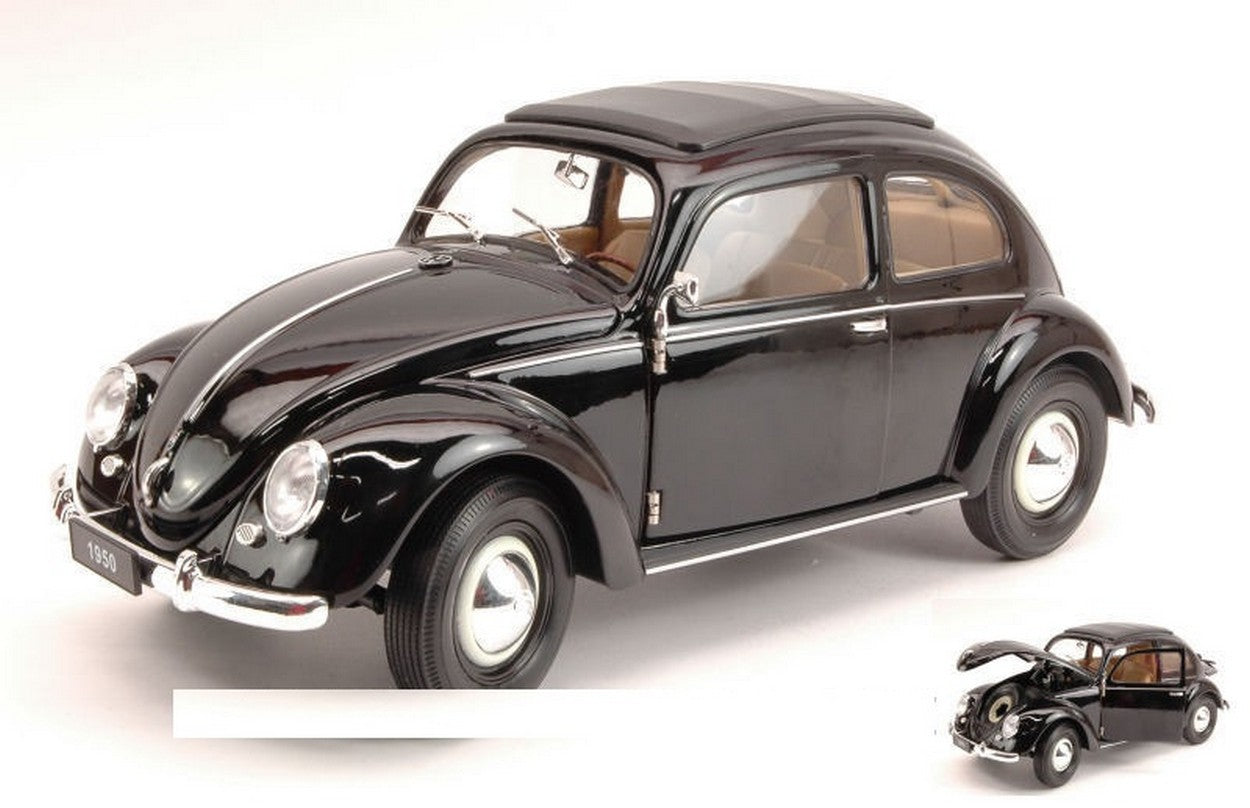 MODELLINO IN SCALA COMPATIBILE CON VW CLASSIC BEETLE 1952 BLACK 1:18 WELLY WE0222