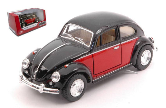 SCALE MODEL COMPATIBLE WITH VW CLASSICAL BEETLE 1967 BLACK/RED 12 cm BOX KINSMART KT5373WBK