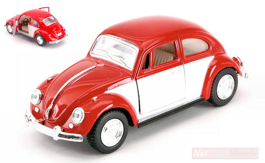 SCALE MODEL COMPATIBLE WITH VW CLASSICAL BEETLE 1967 WHITE/RED BOX 1:32 KINSMART KT5373WR