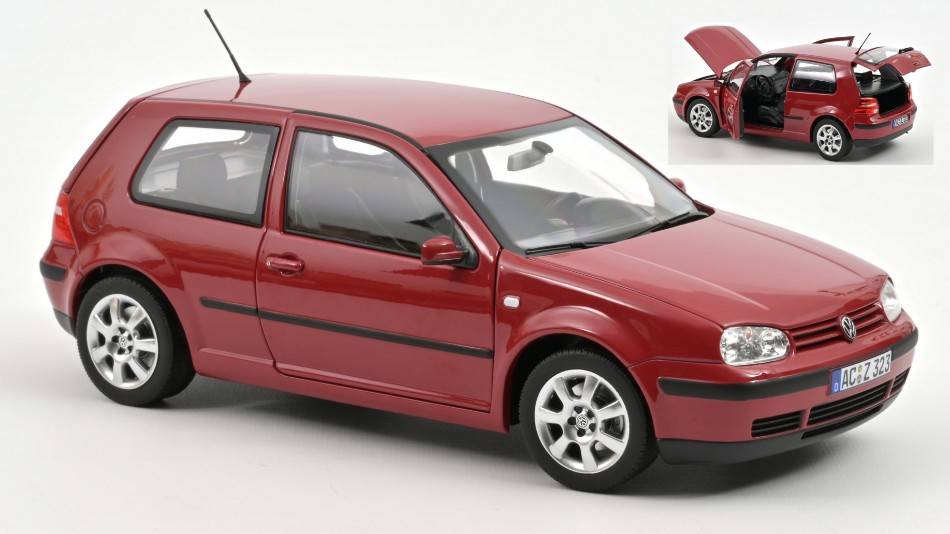 MODELLINO IN SCALA COMPATIBILE CON VW GOLF 2002 RED 1:18 NOREV NV188573 DIE CAST