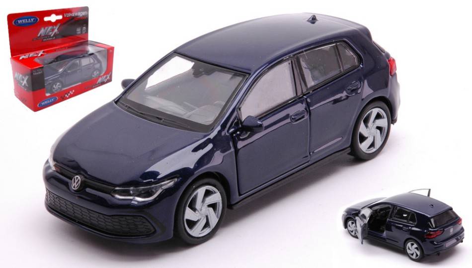 SCALE MODEL COMPATIBLE WITH VW GOLF 8 GTI 2020 BLUE cm11 WELLY WE43823WB