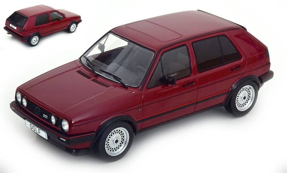 SCALE MODEL COMPATIBLE WITH VW GOLF II GTI 1984 MET.DARK RED 1:18 MODELCARGROUP MCG18391