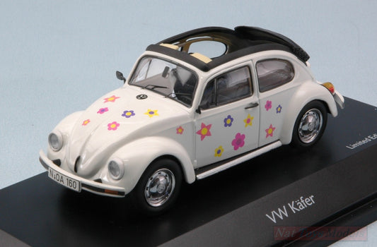 MODELE REDUIT COMPATIBLE AVEC VW KAFER OPEN AIR "BLUMEN" BLANC 1:43 SCHUCO SH3896