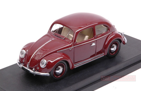 SCALE MODEL COMPATIBLE WITH VW BEETLE 1200 DE LUXE 1953 RED BORDEAUX 1:43 RIO RI4565