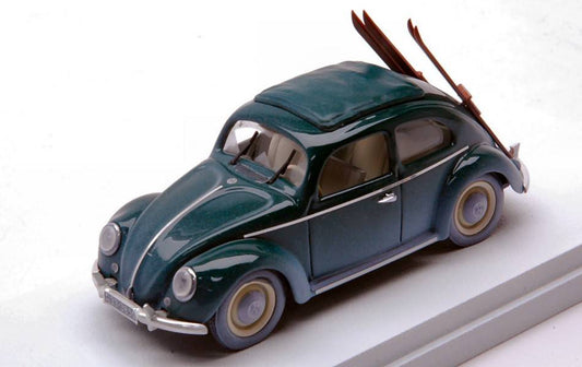 MODELE REDUIT COMPATIBLE AVEC VW BEETLE VACANCES D'HIVER 1950 AVEC SKI 1:43 RIO RI4682