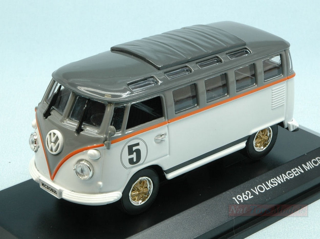 MODELLINO IN SCALA COMPATIBILE CON VW MICROBUS 1962 N.5 WHITE W/GREY ROOF 1:43 LUCKY DIE CAST LDC43209WH