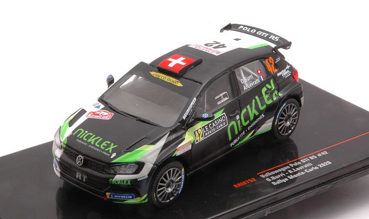 SCALE MODEL COMPATIBLE WITH VW POLO GTI R5 N.42 MONTE CARLO 2020 BURRI-LEVRATTI 1:43 IXO MODEL RAM752