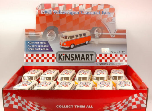 MODÈLE RÉDUIT COMPATIBLE AVEC LE BUS VW SAMBA "FLOWER POWER" 1:32 cm 12 KINSMART KT5377