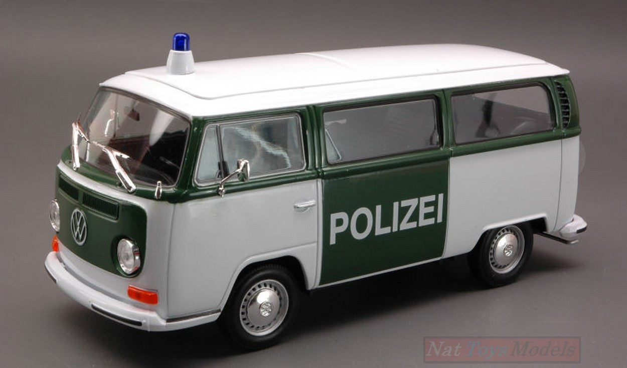 SCALE MODEL COMPATIBLE WITH VW T 2 BUS 1972 POLIZEI 1:24 WELLY WE2501P