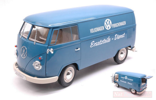 MODELLINO IN SCALA COMPATIBILE CON VW T1 BUS 1963 PANEL VAN VOLKSWAGEN PORSCHEWAGEN" 1:18 WELLY WE18053TDB"
