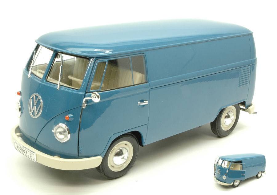 SCALE MODEL COMPATIBLE WITH VW T1 BUS 1963 PASTEL BLUE 1:18 WELLY WE18053BL