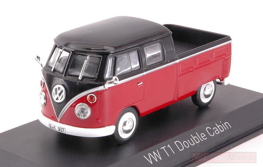 MODELE REDUIT COMPATIBLE AVEC VW T1 DOUBLE CABINE 1961 ROUGE &amp; NOIR 1:43 NOREV NV840218