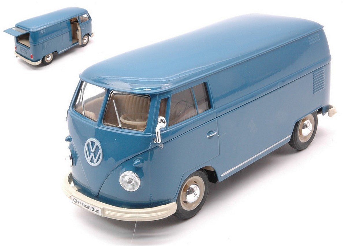 MODELLINO IN SCALA COMPATIBILE CON VW T1 PANEL VAN 1963 PASTEL BLUE 1:24 WELLY WE22095PVB