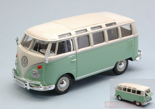 MODELLINO IN SCALA COMPATIBILE CON VW T1 SAMBA VAN 1962 PASTEL GREEN/CREAM 1:25 MAISTO MI31956G