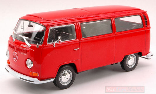 MODELLINO IN SCALA COMPATIBILE CON VW T2 BUS 1972 RED 1:24 WELLY WE2403