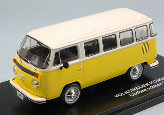 MODELLINO IN SCALA COMPATIBILE CON VW T2 BUS KOMBI 1976 YELLOW/WHITE 1:43 TRIPLE 9 T9-43021
