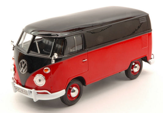 SCALE MODEL COMPATIBLE WITH VW TYPE 2 (T1) DELIVERY VAN 1959 BLACK RED 2 TONE 1:24 MOTORMAX MTM79342BKR