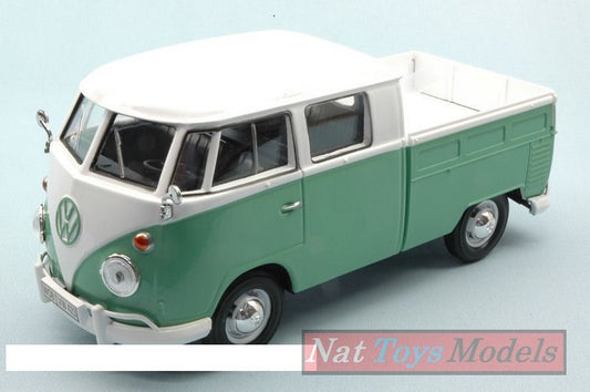 SCALE MODEL COMPATIBLE WITH VW TYPE 2 (T1) PICK UP WHITE/GREEN 2 TONE 1:24 MOTORMAX MTM79343TQ