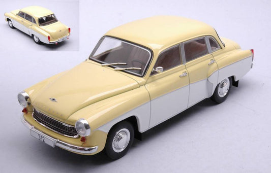 SCALE MODEL COMPATIBLE WITH WARTBURG 312 LIGHT YELLOW/WHITE 1:24 WHITEBOX WB124144