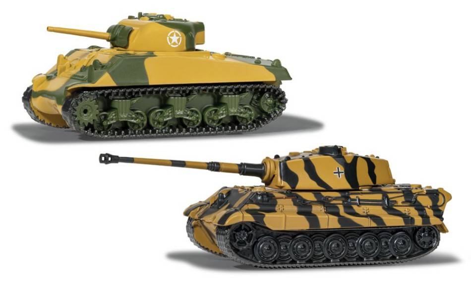 SCALE MODEL COMPATIBLE WITH WORLD OF TANKS SHERMAN VS KING TIGER 11.6 cm CORGI WT91302