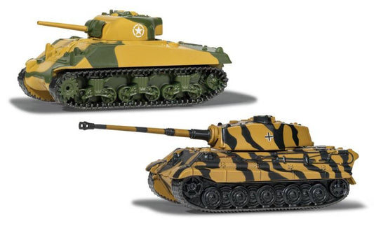 SCALE MODEL COMPATIBLE WITH WORLD OF TANKS SHERMAN VS KING TIGER 11.6 cm CORGI WT91302