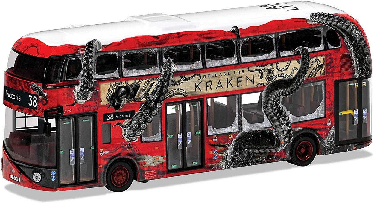 SCALE MODEL COMPATIBLE WITH WRIGHTBUS NEW ROUTEMASTER ARRIVES LONDON-ROUTE 38 VICTORIA 1:76 CORGI OM46624B